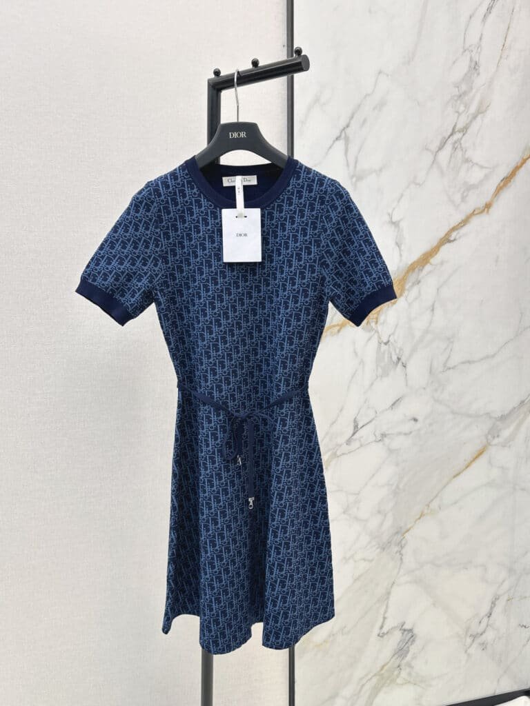 Robe Courte Dior Oblique en Maille Technique
