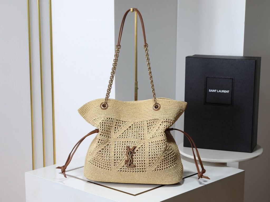 Sac Cabas Jamie Shopping Saint Laurent en Raphia