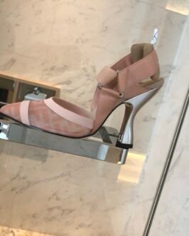 Escarpins Slingback Fendi Colibrì en Résille Rose