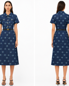 Louis Vuitton – Robe Chemise Denim Monogramme Femme Bleu Marine