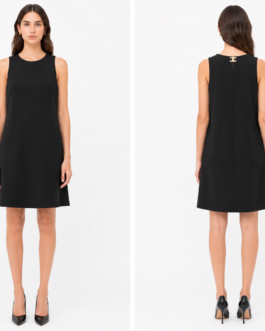 CHANEL – Robe Courte Sans Manches Noir Élégance Intemporelle