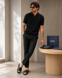 Sandales Homme Style Dior Izmir Noires – Monogramme Relief & Confort Premium