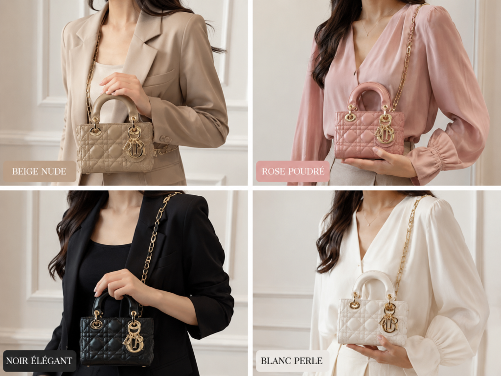 Sac Lady Dior Mini Matelassé Cuir Premium – Beige | Rose | Noir | Blanc