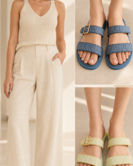 Sandales plates Fendi Feel en jacquard FF à double bride et boucle doré