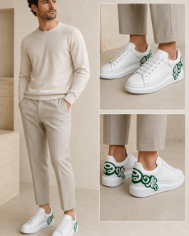 Baskets Alexander McQueen Oversized Graffiti en cuir blanc et vert