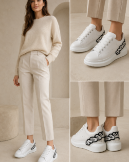 Baskets Alexander McQueen Oversized Graffiti en cuir blanc et noir