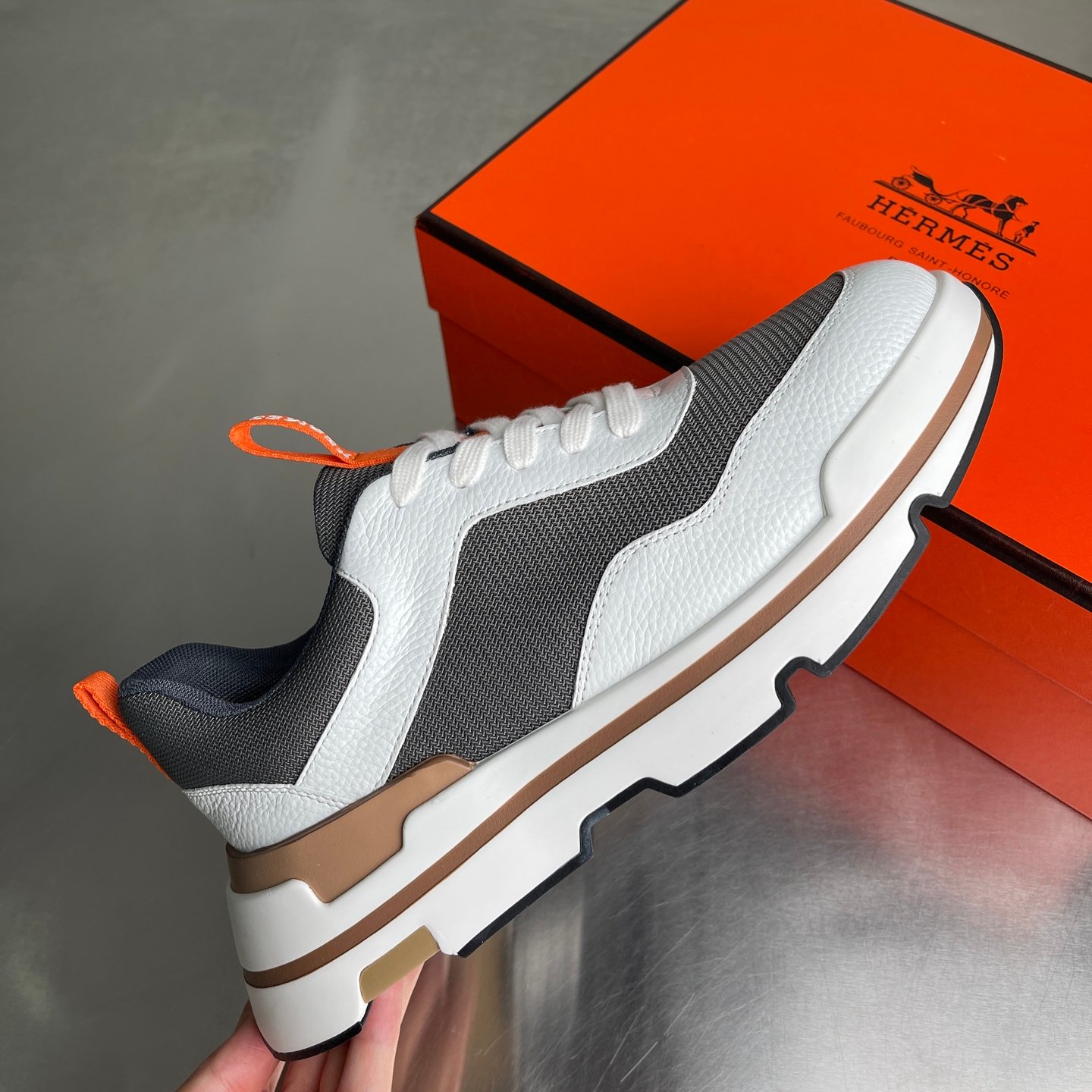 Hermès Bouncing Sneakers Blanc Gris