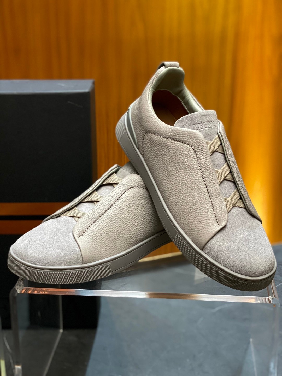 Zegna Baskets Zegna Triple Stitch daim homme