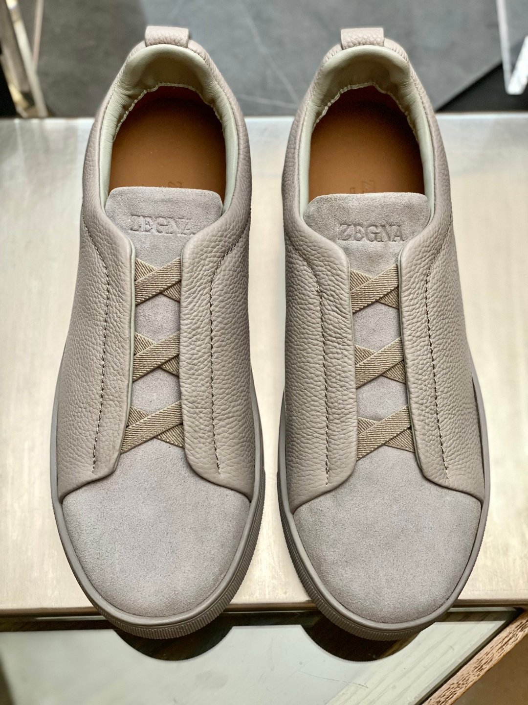Zegna Baskets Zegna Triple Stitch daim homme