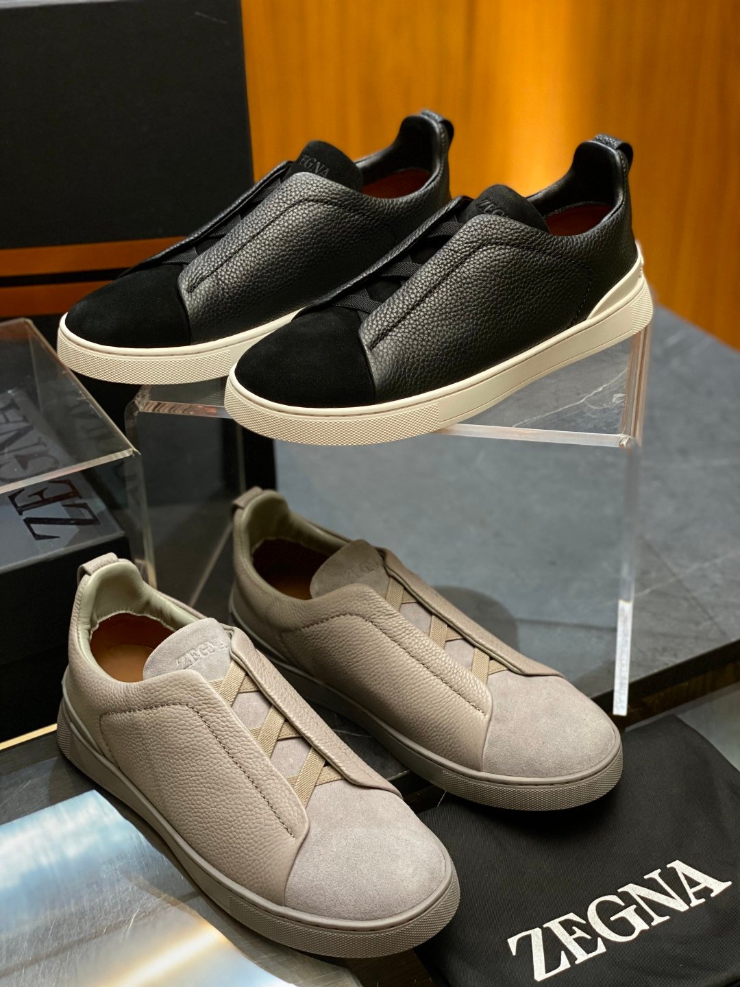 Zegna Baskets Zegna Triple Stitch daim homme