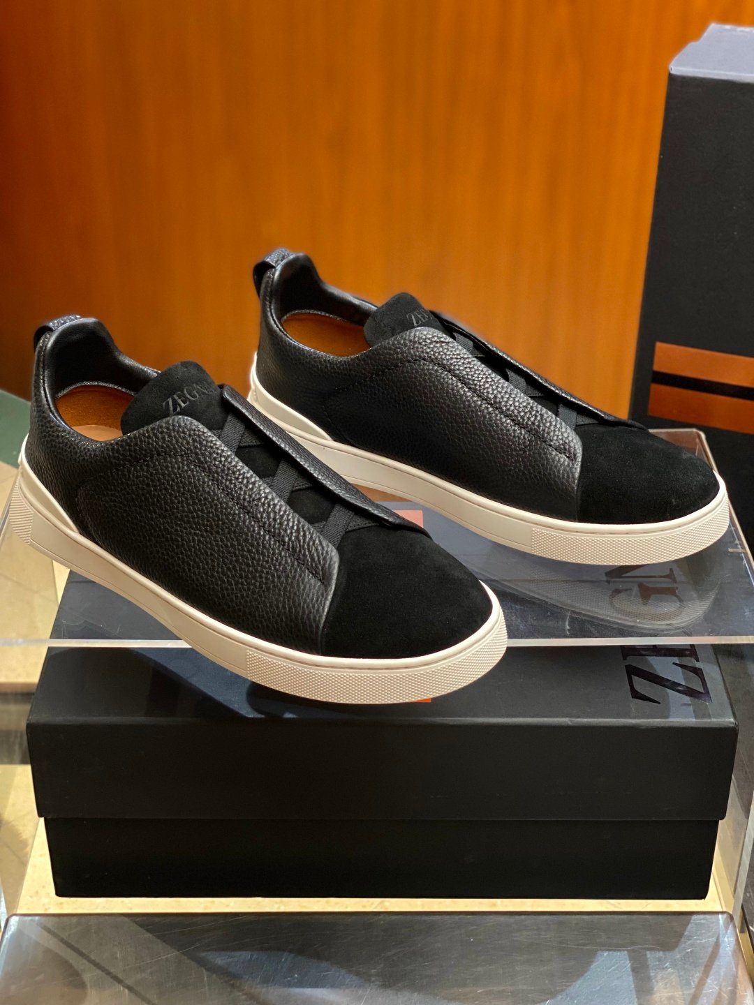 Zegna Baskets Zegna Triple Stitch daim homme
