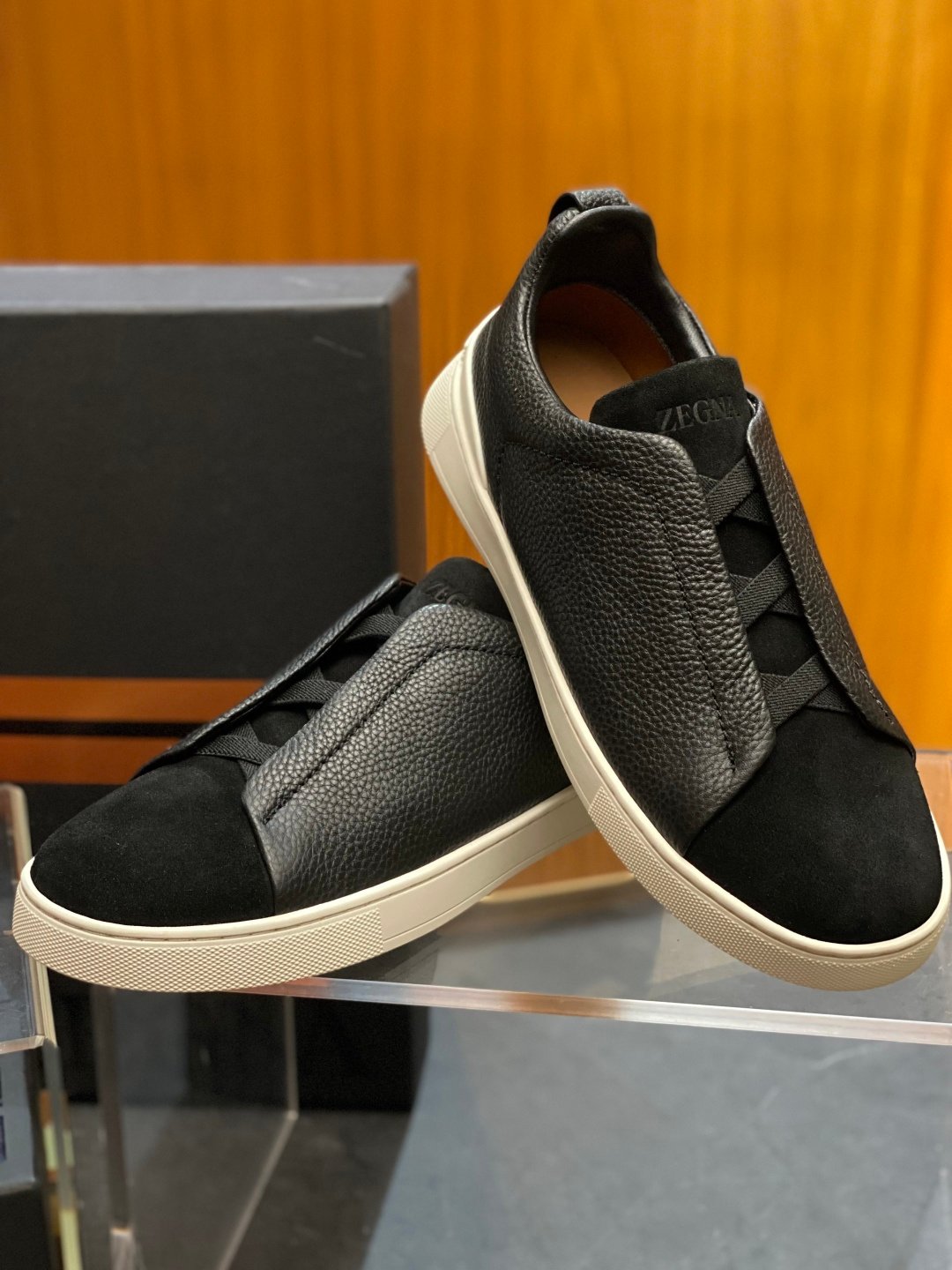 Zegna Baskets Zegna Triple Stitch daim homme