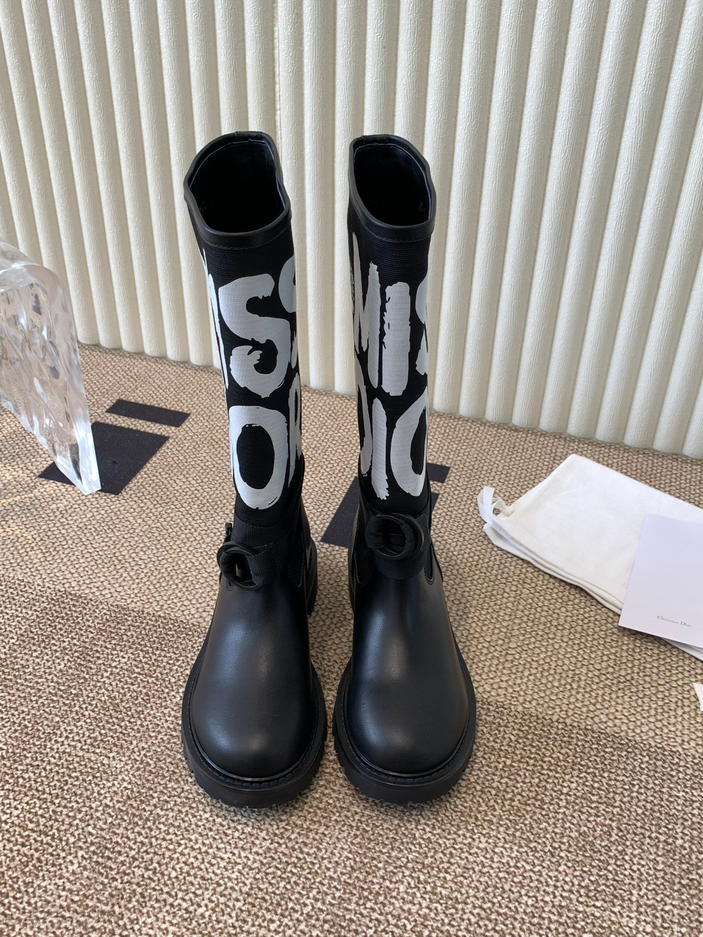 Dior Bottes D-Major Miss Dior Graffiti noires