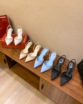 René Caovilla Escarpins René Caovilla Slingback en satin à cristaux