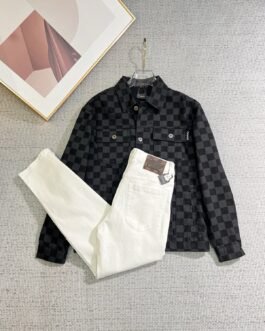LV Ensemble veste et pantalon denim Noir et blanc