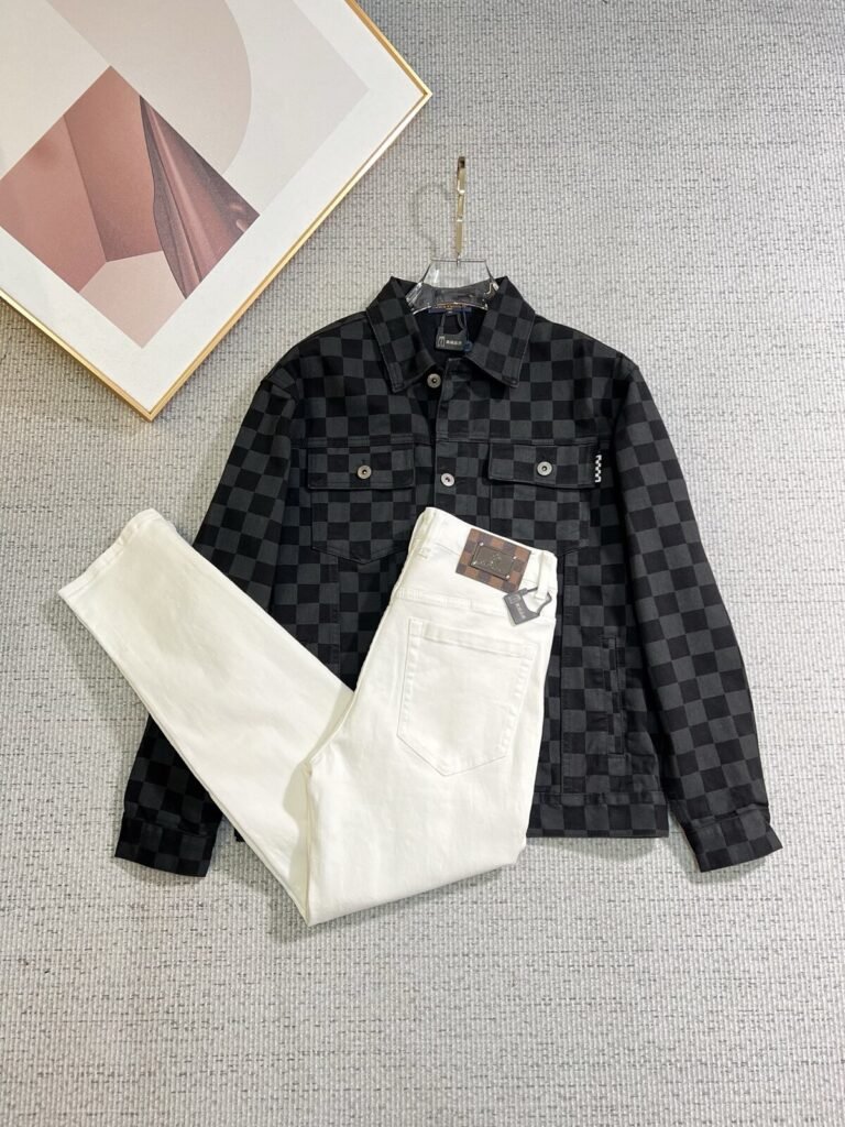 LV Ensemble veste et pantalon denim Noir et blanc