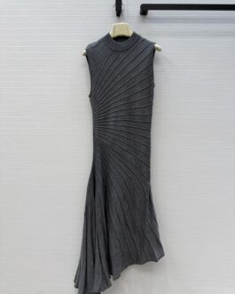 Alaïa Robe midi Déesse en jersey plissé – Gris