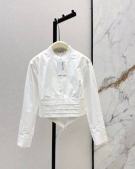 Alaïa Chemise asymétrique en popeline de coton – Blanc