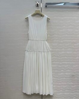 Alaïa Robe plissée en maille viscose – Blanc