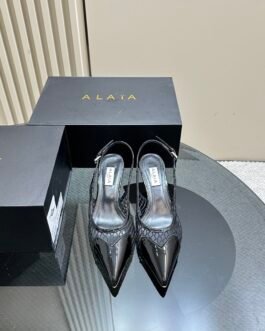 Alaïa Strappy Pumps in Mesh à talons – Noir