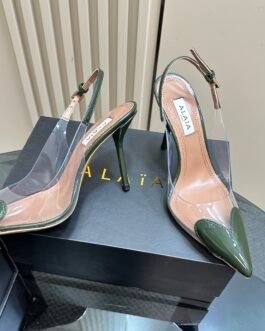 Alaïa Le Cœur Slingbacks in Patent Leather à talons – Vert