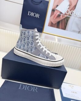 Dior B23 Baskets montantes Oblique gris et blanc