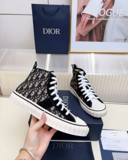 Dior B23 Baskets montantes Oblique noir et beige