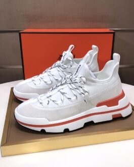Hermès Baskets Bouncing blanc et rouge