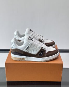 Louis Vuitton Baskets Trainer blanc et marron