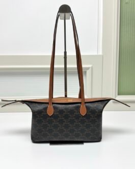 Celine Mini cabas en toile Triomphe à longues anses
