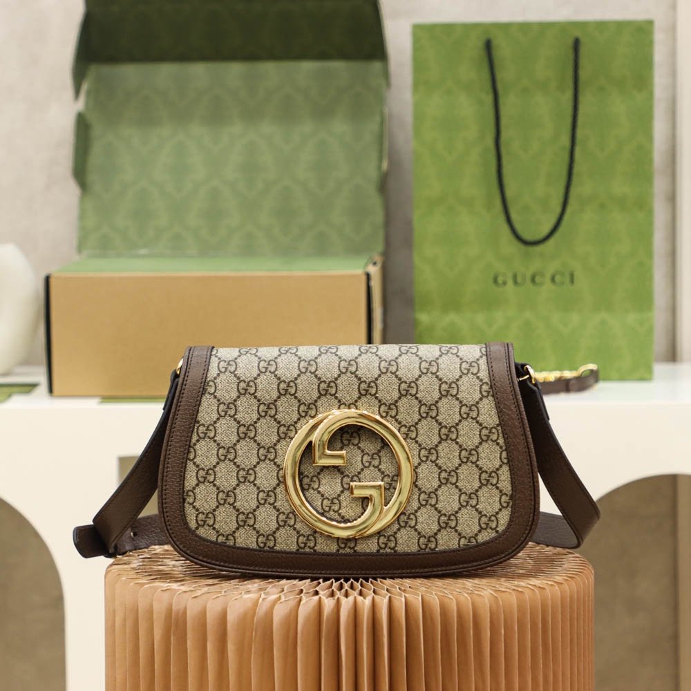 Gucci Blondie GG sac à rabat beige et marron