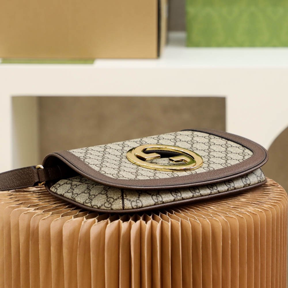 Gucci Blondie GG sac à rabat beige et marron