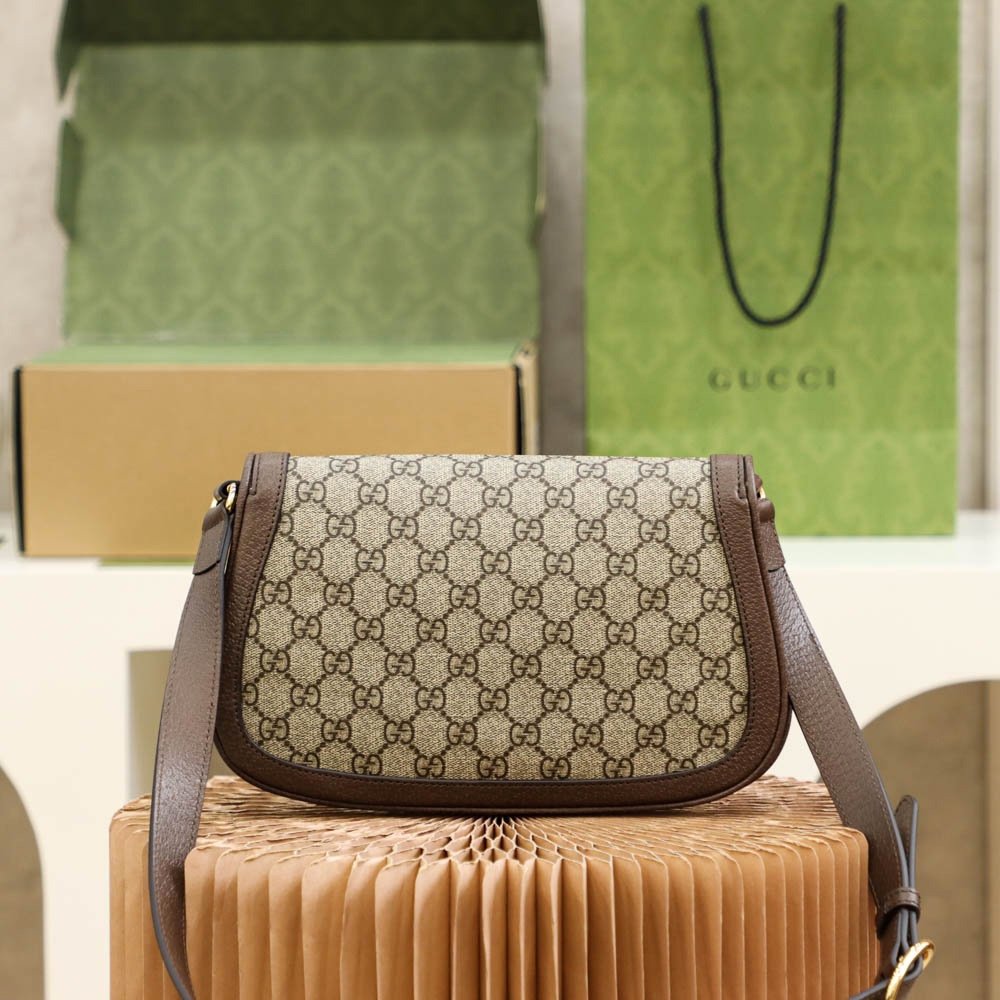 Gucci Blondie GG sac à rabat beige et marron
