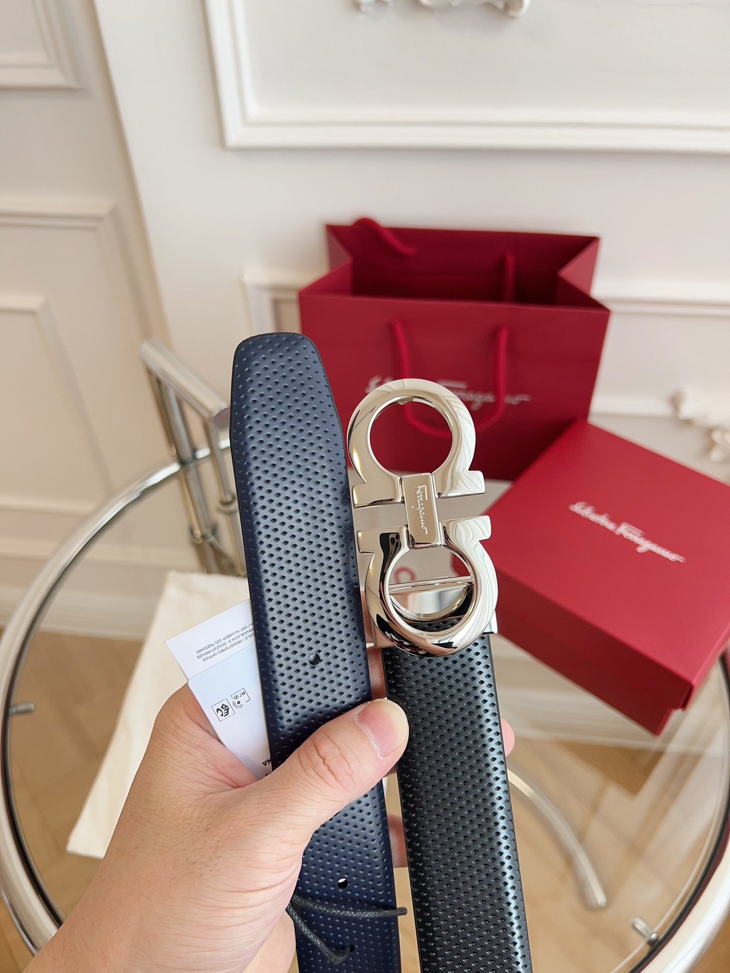 Ferragamo ceinture Gancini réversible à micro-motif