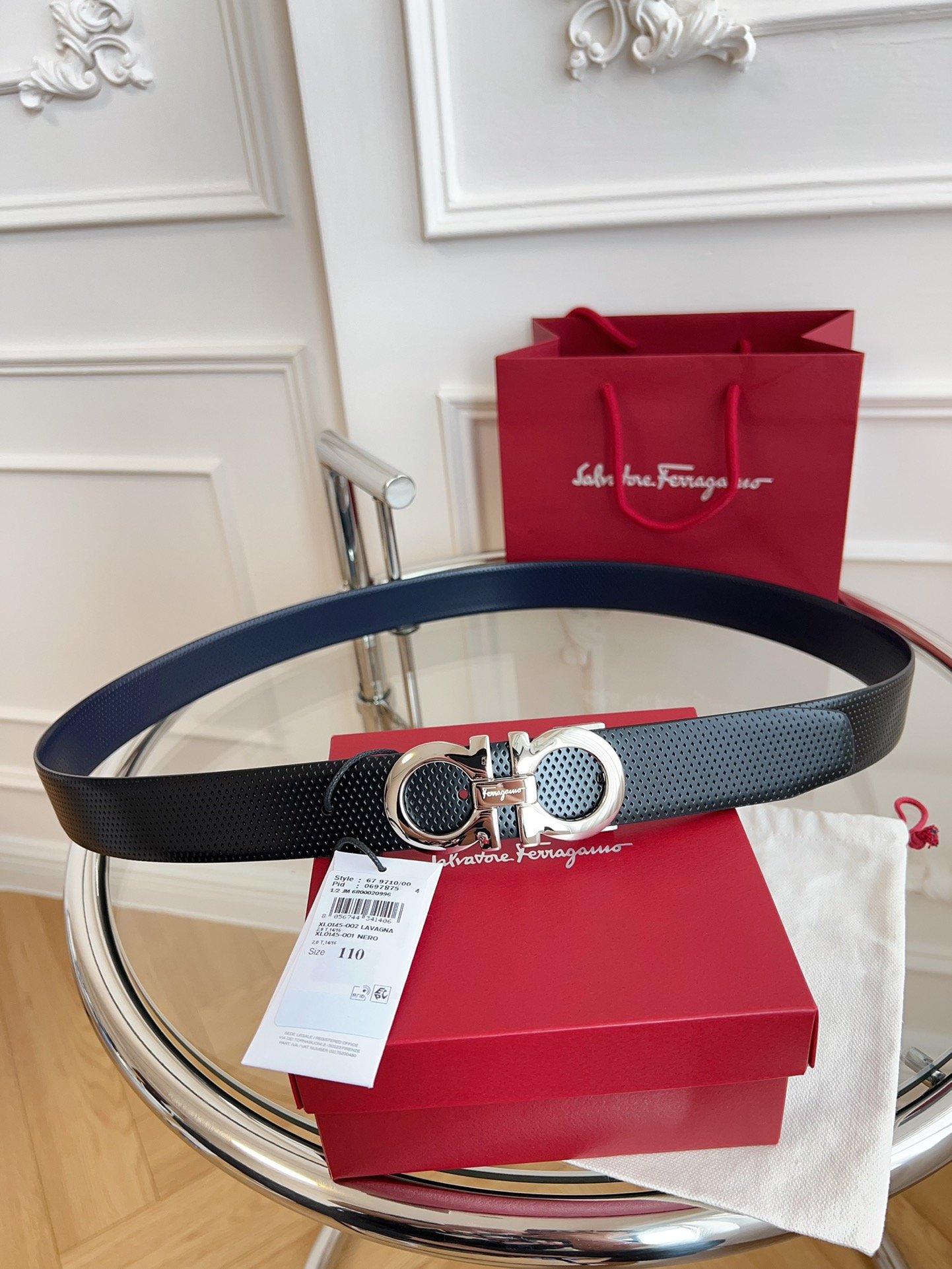 Ferragamo ceinture Gancini réversible à micro-motif