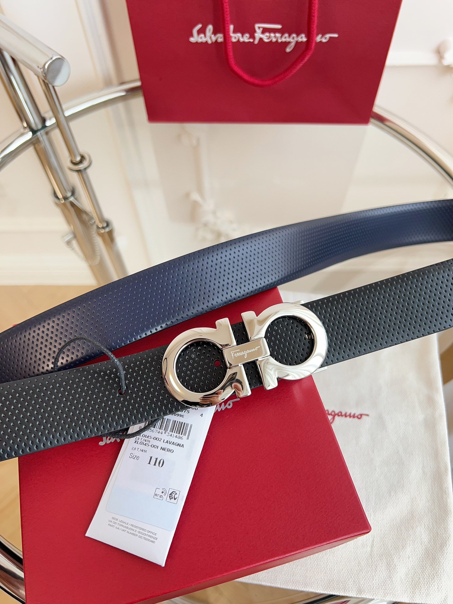 Ferragamo ceinture Gancini réversible à micro-motif