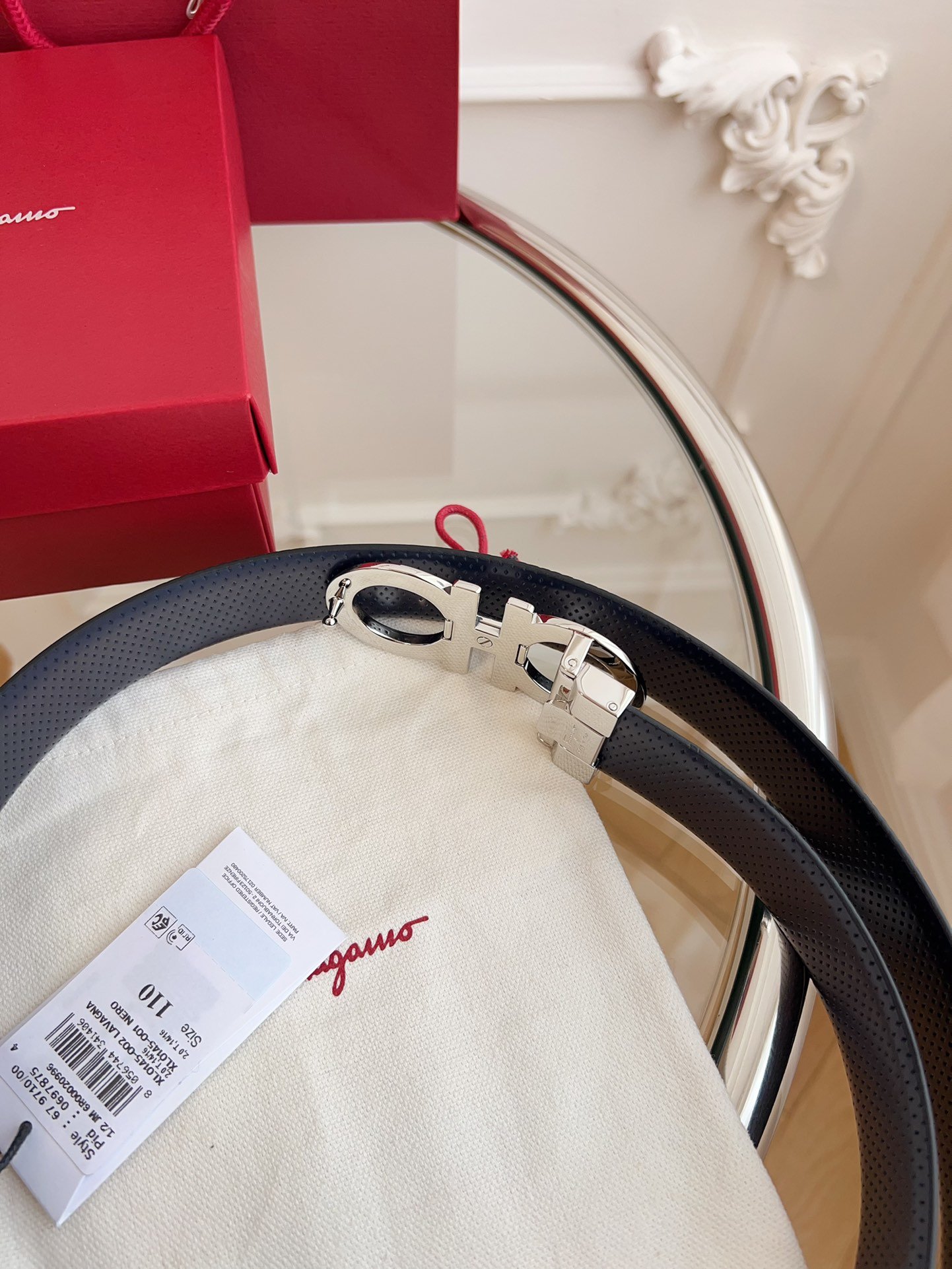 Ferragamo ceinture Gancini réversible à micro-motif