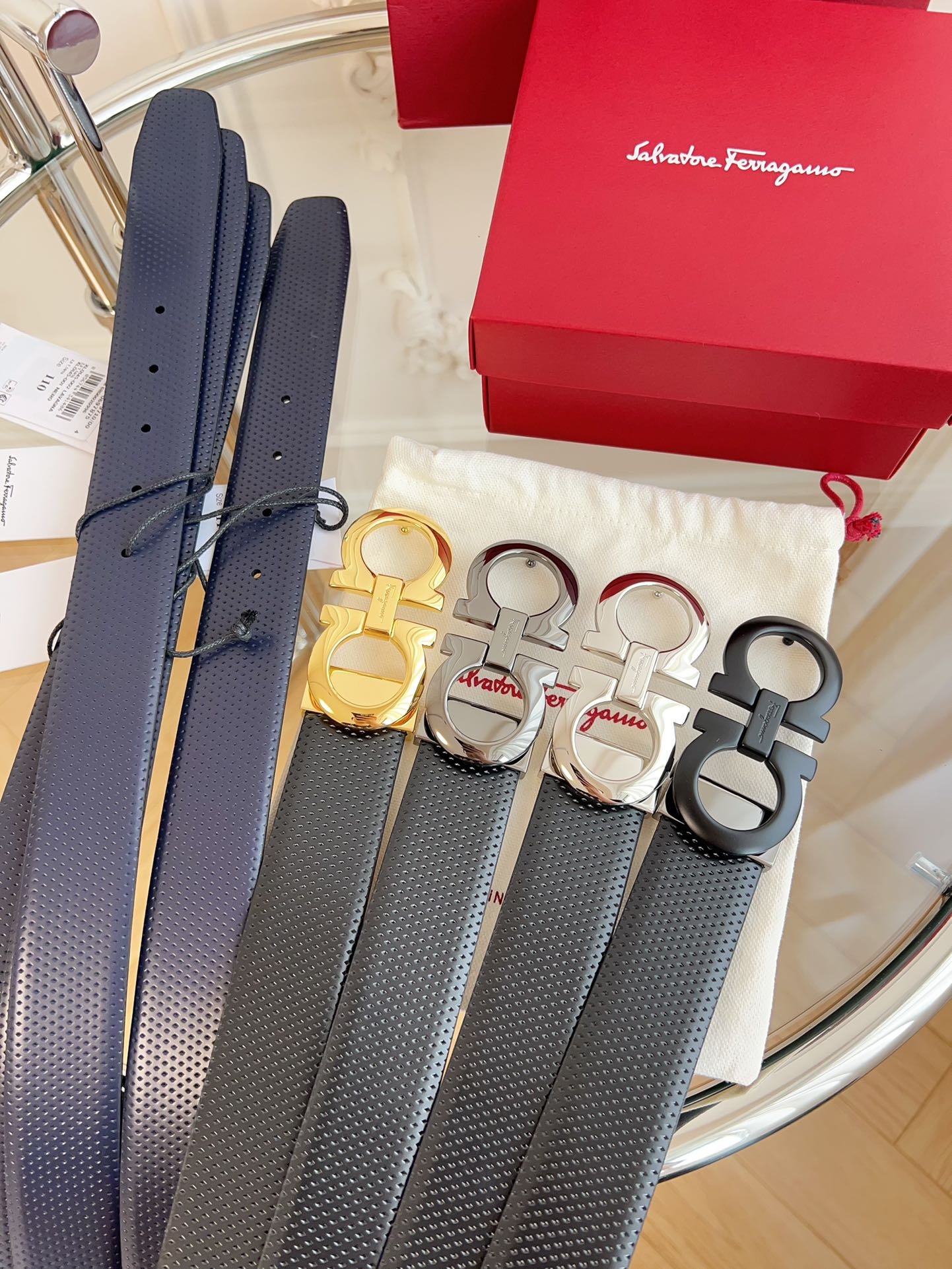 Ferragamo ceinture Gancini réversible à micro-motif