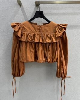 Chloé blouse à volants camel