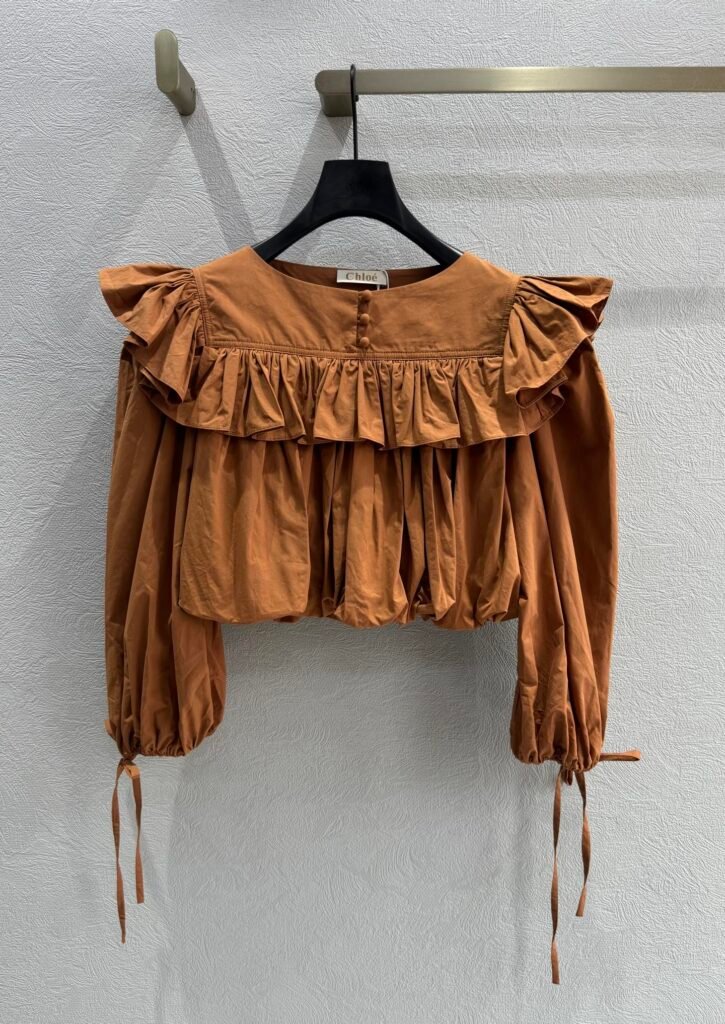 Chloé blouse à volants camel