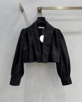 Chloé blouse noire à détails froncés