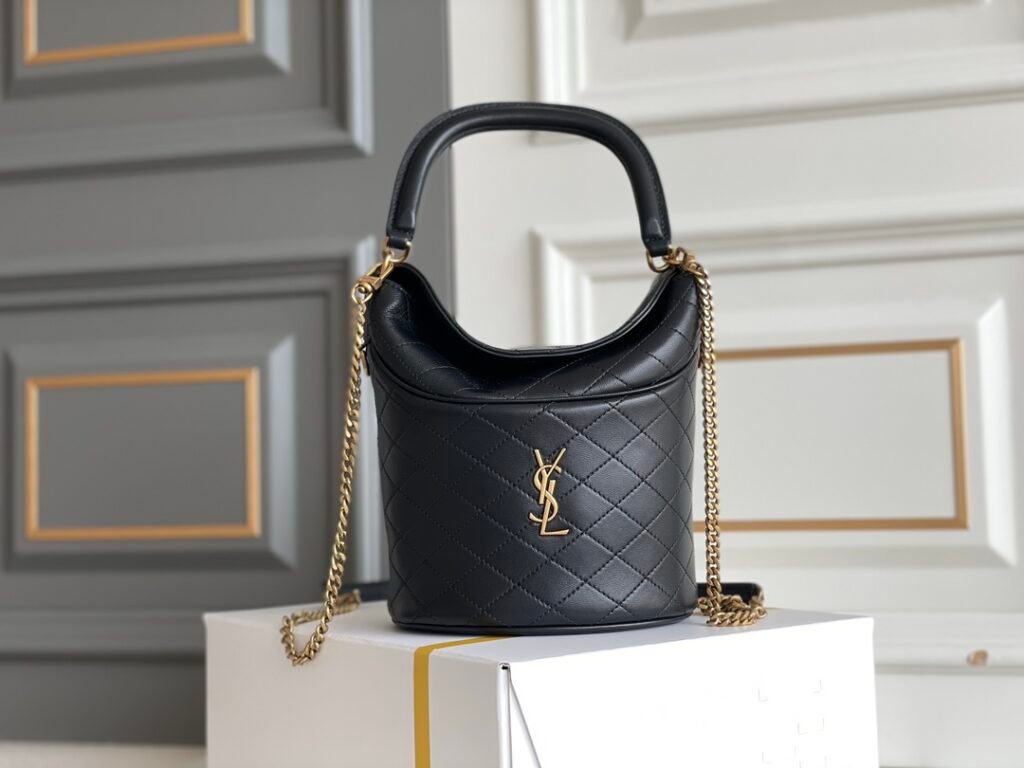 Saint Laurent Sac seau matelassé noir Cassandre