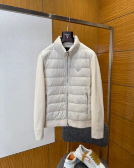 Prada Veste hybride matelassée et maille blanche