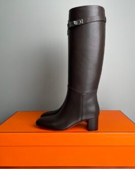 Hermès Story 50 bottes en cuir marron ébène