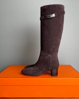 Hermès Story 50 bottes en veau velours marron