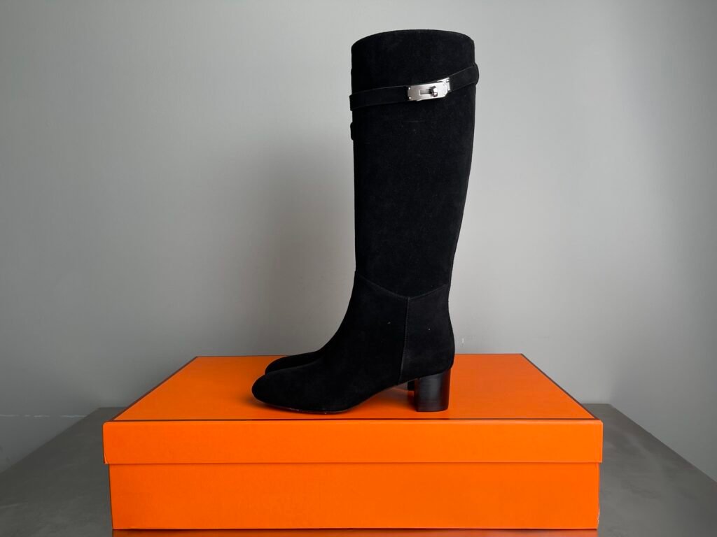Hermès Story 50 bottes en veau velours noir