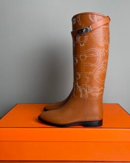 Hermès Story 50 bottes imprimées camel