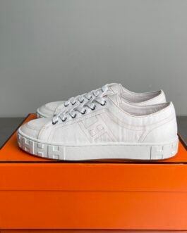 Hermès Baskets basses H en toile écrue