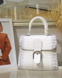 Delvaux Brillant Mini – Blanc effet crocodile