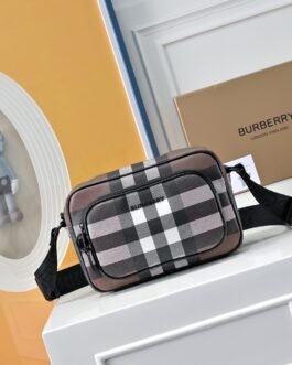 Burberry Check Crossbody Camera Bag 22 × 16 × 9 cm – Rose Check